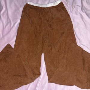 SHEIN Tan Wide Leg Pants with Elastic Waist